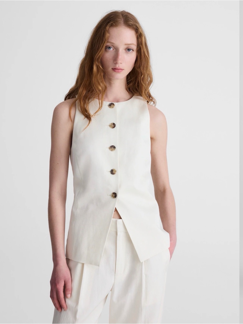 MADEWELL Size 0 Crewneck Cutaway Vest in Drapey Twill NW061 $98